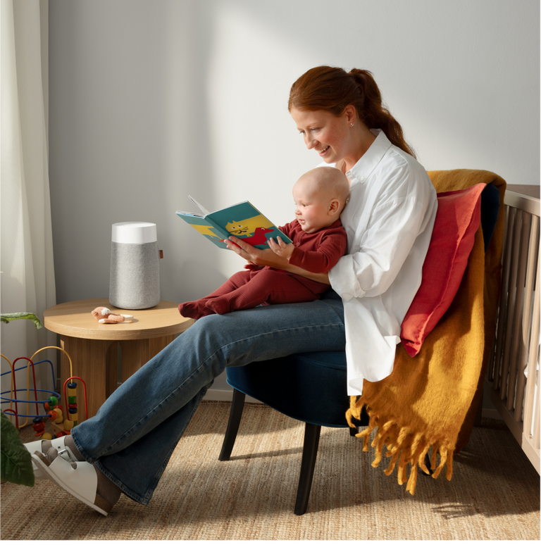 Air purifier in a bedroom