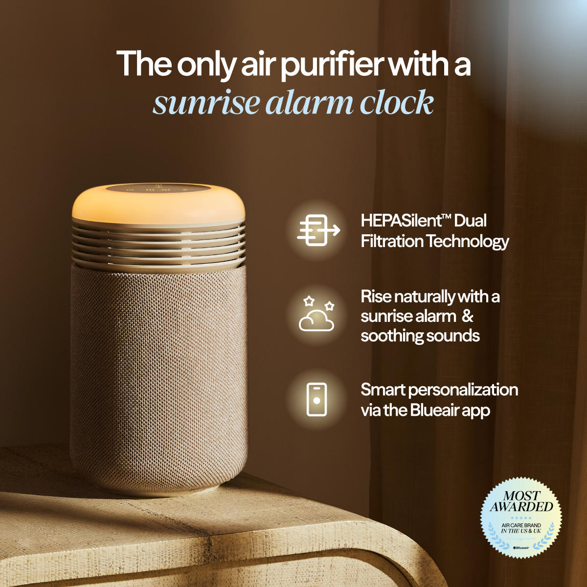 Mini Restful™ Sunrise Clock Air Purifier Bundle Coastal Beige