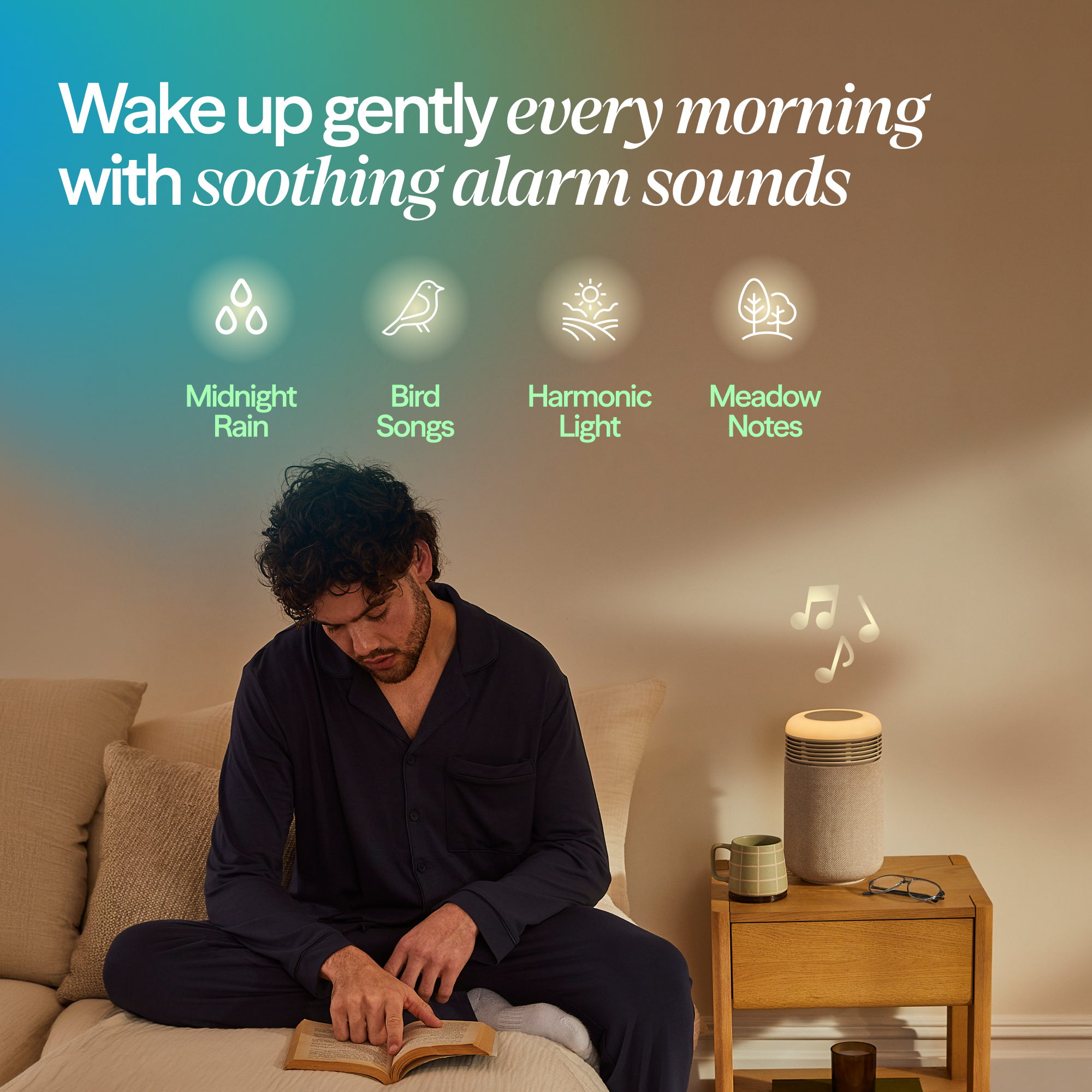 Mini Restful™ Sunrise Clock Air Purifier in Coastal Beige
